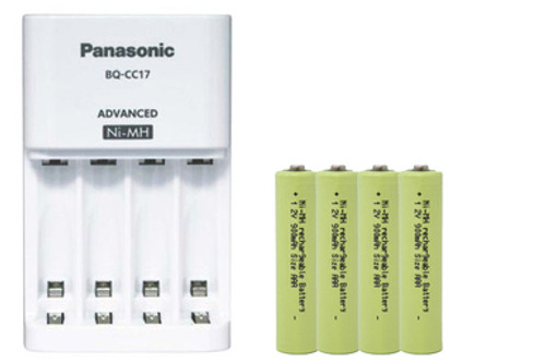 Panasonic BQ-CC17 Smart Battery Charger + 4 AAA NiMH Batteries (900 mAh)