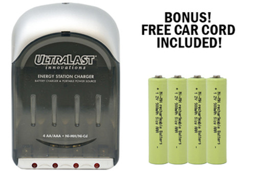 UltraLast AA / AAA Smart Battery Charger + 4 AAA NiMH Batteries (900 mAh)