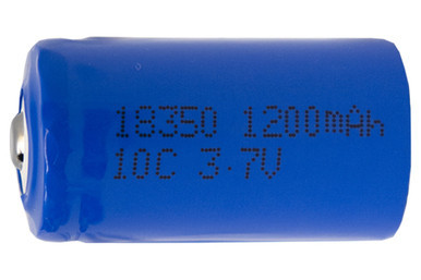 Power Portable 3.7V 18350 Li-Ion button top battery front view