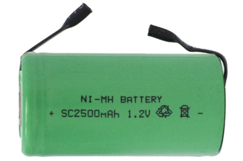 Sub C NiMH Battery with Tabs (2500 mAh)