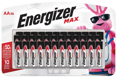 Energizer MAX E91BP-36 AA alkaline batteries 36 pack card