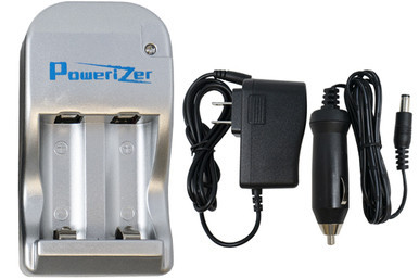 Powerizer 2 bay RCR123A lithium ion battery charger with LED indicators