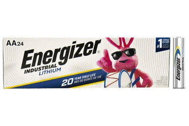 24-pack AA Energizer Industrial Lithium batteries in retail packaging