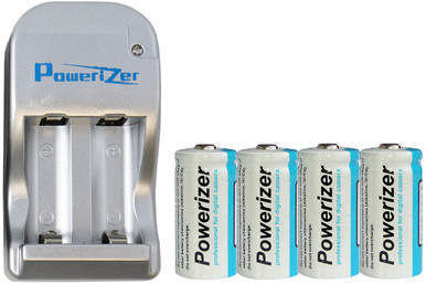 Powerizer 2 bay smart charger with four RCR123A lithium-ion batteries
