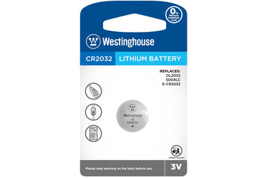 Westinghouse CR2032 3 volt lithium coin cell battery on card