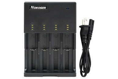 Nokoser 4-slot smart charger for LiFePO4, Li-Ion, NiCd, and NiMH batteries