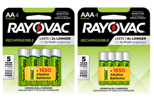 4 x AA (1350 mAh) + 4 x AAA (600 mAh) NiMH Rayovac Battery Combo