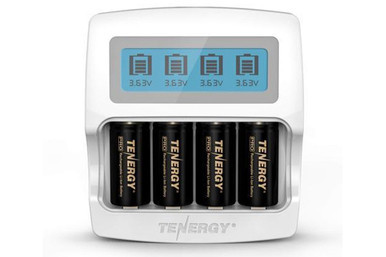 Tenergy 4-slot RCR123A Charger + 4 x Tenergy RCR123A Batteries