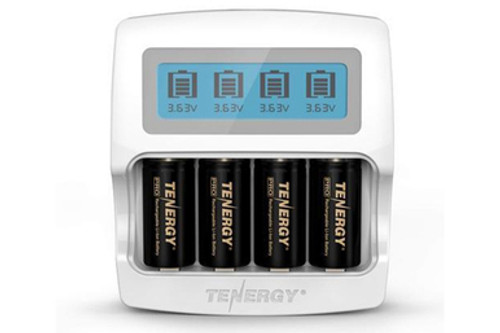 Tenergy 4-slot RCR123A Charger + 4 x Tenergy RCR123A Batteries