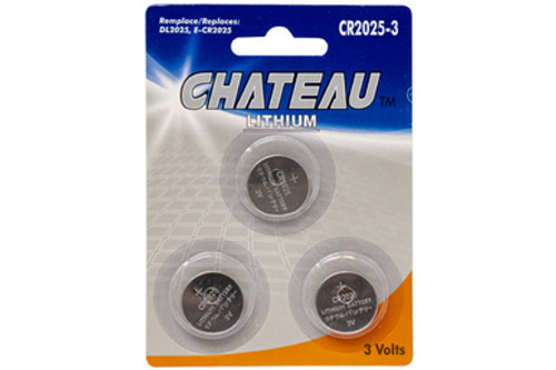 3-Card CR2025 Chateau 3 Volt Lithium Coin Cell Batteries