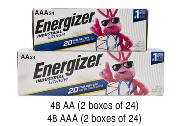 Energizer Industrial lithium AA and AAA battery pack, 48 count each