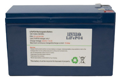 Power Portable 12V LiFePO4 battery pack, 12Ah, 144Wh
