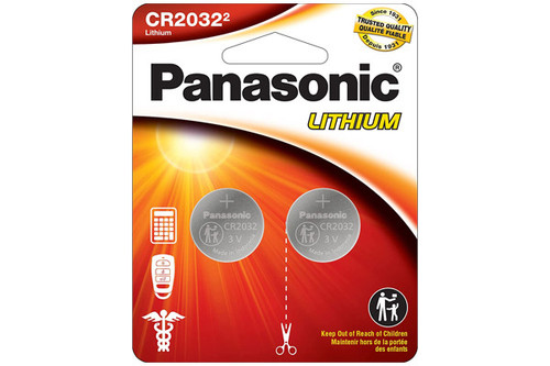 Panasonic CR2032 3V lithium coin cell battery 2-card pack