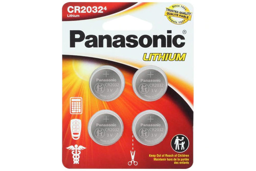 CR2032 Panasonic 3 Volt Lithium Coin Cell Batteries (4 on a Card)