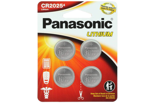 CR2025 Panasonic 3 Volt Lithium Coin Cell Batteries (4 on a Card)