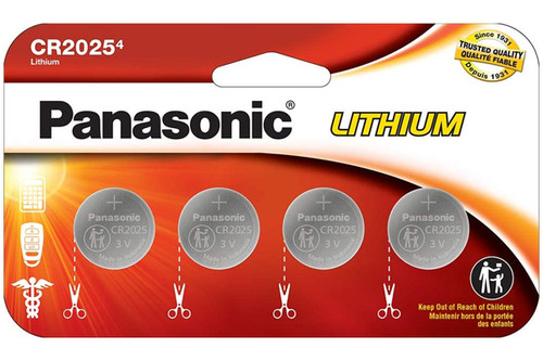 CR2025 Panasonic 3 Volt Lithium Coin Cell Batteries (4  Card)