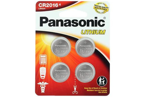 Panasonic CR2016 3 Volt lithium coin cell batteries, 4 on a card