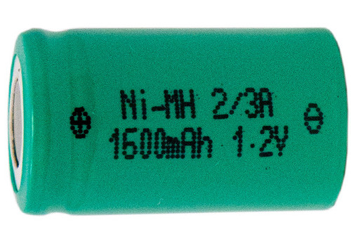 Power Portable 2/3 A 1600 mAh NiMH flat top rechargeable battery