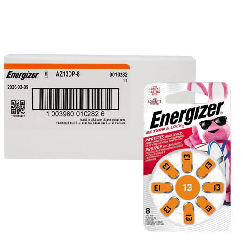 Energizer Size 13 AZ13 hearing aid batteries, 48-pack box