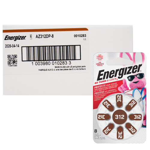 Size 312 Energizer (AZ312) Hearing Aid Batteries