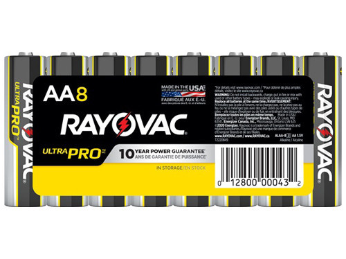 Rayovac UltraPro AA alkaline batteries 8 pack