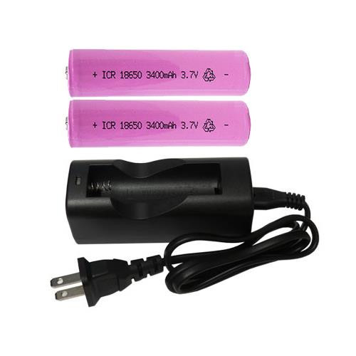 Single slot Li-ion charger with two 18650 3400 mAh batteries