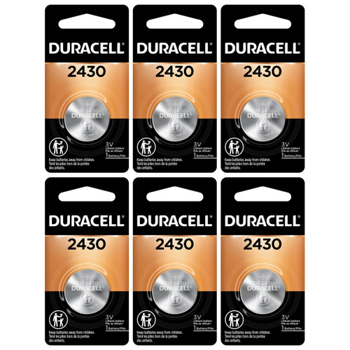 Close-up of Duracell CR2430 lithium coin battery details