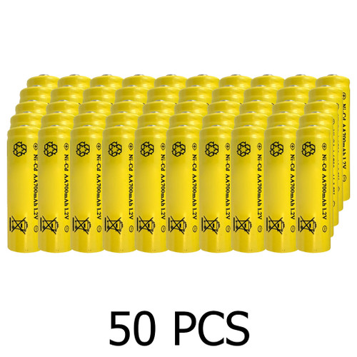 50-Pack AA NiCd 700 mAh Rechargeable Batteries