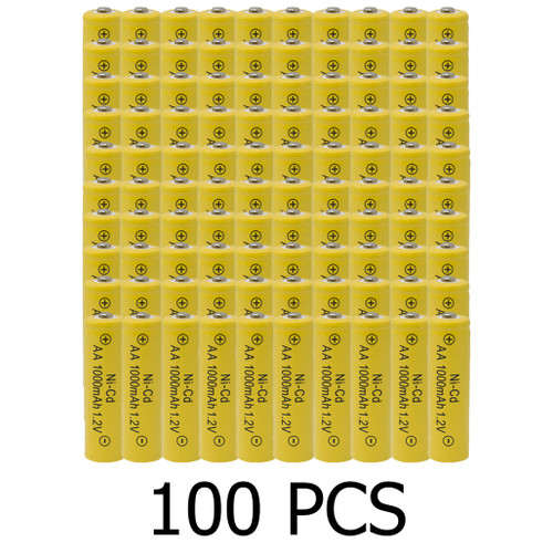 100-Pack AA NiCd 1000 mAh Rechargeable Batteries