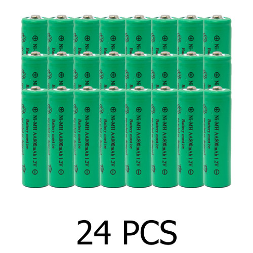 24-Pack AA NiMH 800 mAh Rechargeable Batteries