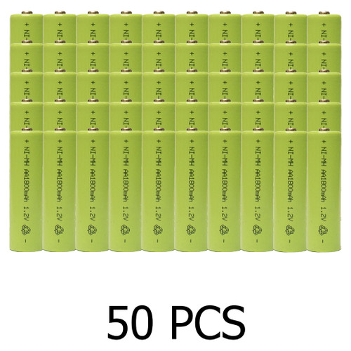 50-Pack AA NiMH 1800 mAh Batteries
