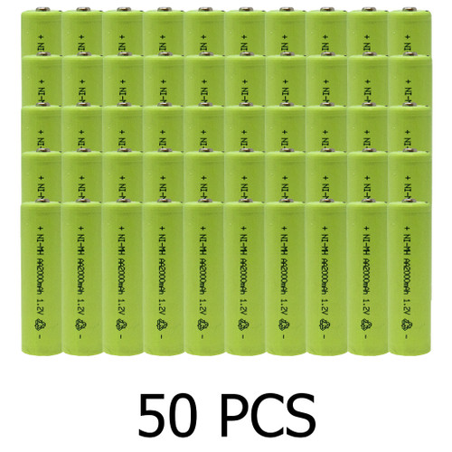 Power Portable AA NiMH 2000 mAh button top batteries, 50-pack