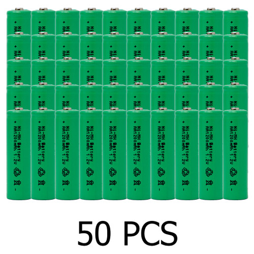 50-Pack AA NiMH 1200 mAh Rechargeable Batteries