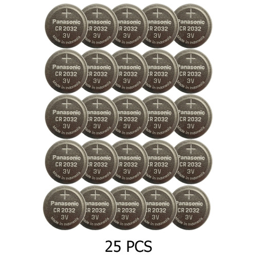 Panasonic CR2032 coin cell battery pack, 25 pieces
