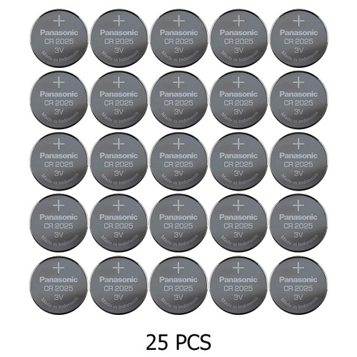 Front view of Panasonic CR2025 3V lithium coin cell battery pack