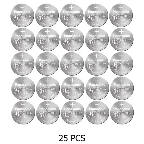 Panasonic CR3032 3 volt lithium coin cell batteries, 25-pack