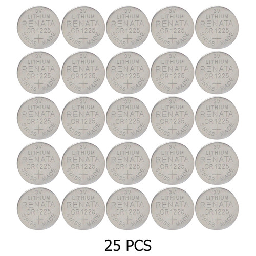 Renata CR1225 lithium coin cell battery pack, 25 pieces