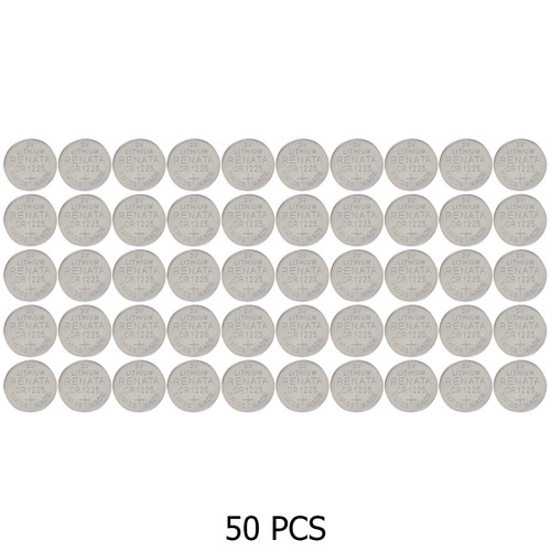 Front view of Renata CR1225 lithium coin cell batteries