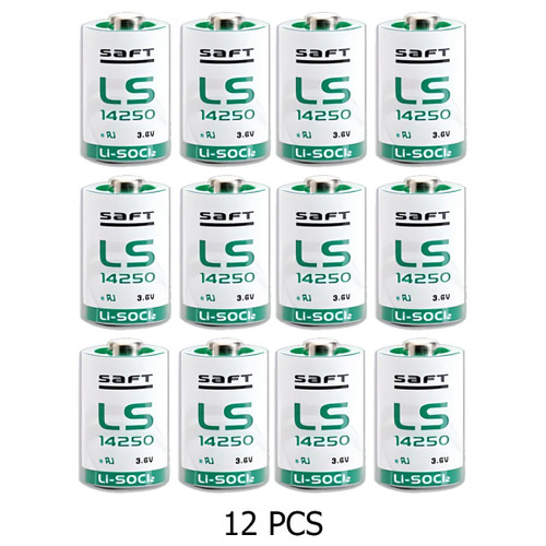 Saft LS14250 3.6V lithium batteries 12-pack in retail packaging