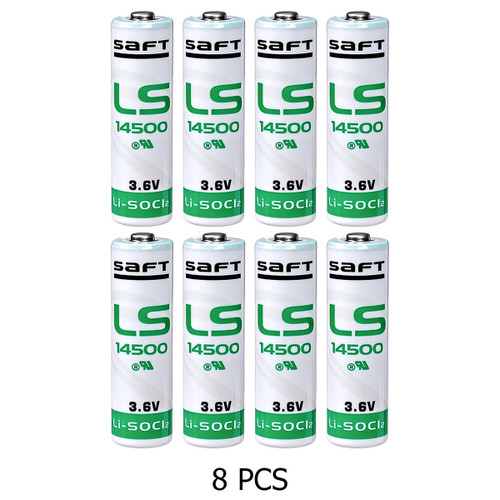 8-Pack SAFT LS14500 AA 3.6 Volt 2600 mAh Lithium Batteries
