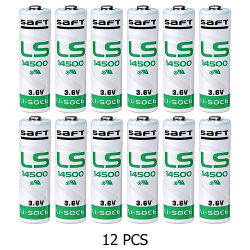 12-Pack SAFT LS14500 AA 3.6 Volt 2600 mAh Lithium Batteries