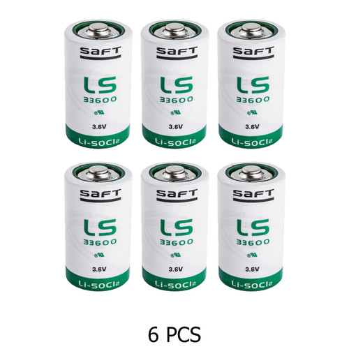 Six Saft LS33600 3.6V D lithium batteries in original packaging