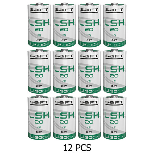 12-Pack Saft LSH20 3.6 Volt D 13000 mAh Lithium Batteries