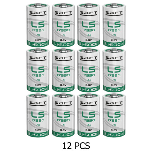 12-Pack SAFT LS17330 (ER17730) 3.6 Volt 2/3 A 2100 mAh Lithium Batteries