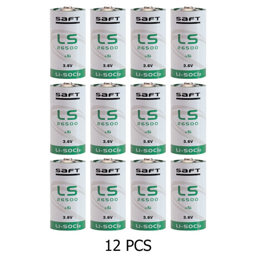 12 Saft LS26500 lithium batteries in retail packaging