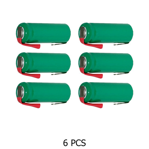 Six-pack rechargeable 2/3 AAA batteries with tabs