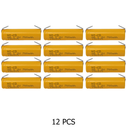 Front view of Power Portable AA NiCd AA battery with tabs