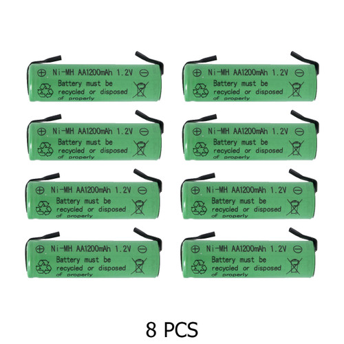 8-Pack AA NiMH 1200 mAh Batteries with Tabs