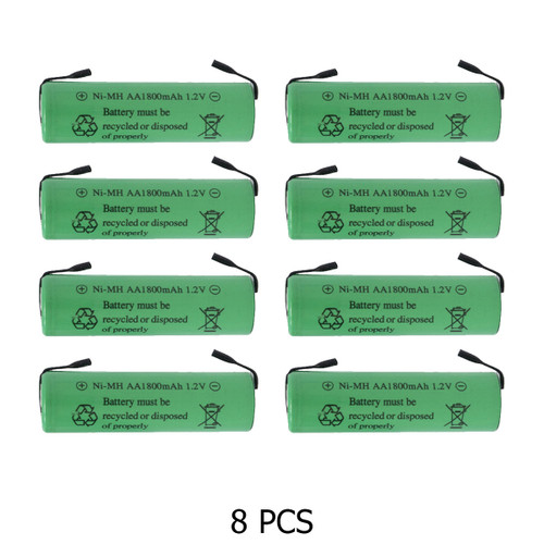 Eight-pack AA rechargeable batteries with tabs