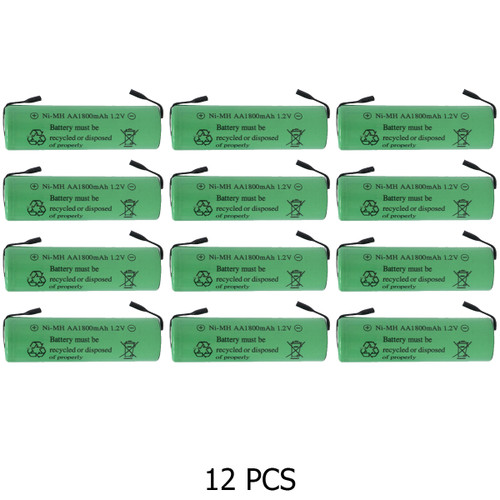 12-Pack AA NiMH 1800 mAh Batteries with Tabs